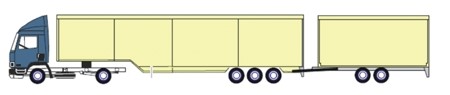 Sattelkraftfahrzeug mit Zentralachsanhänger bis zu einer Gesamtlänge von 25,25 Metern