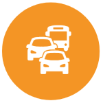 Icon zum Thema "Straßen": Mehrere Fahrzeuge fahren in einer Reihe