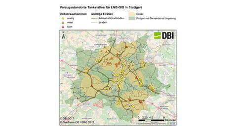 Identifizierung von Vorzugsstandorten für LNG-Tankstellen im Untersuchungsgebiet Stuttgart