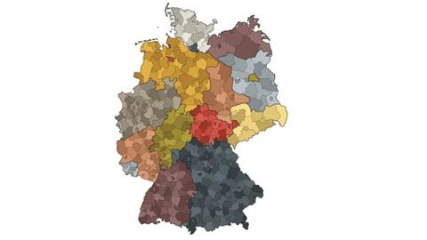 Deutschlandkarte: Strukturdatenprognose 2030