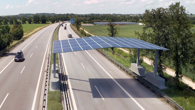 Konzeptstudie: Solardach über der Autobahn