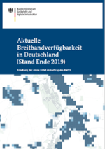 Cover der Broschüre: "Kurzbericht zum Breitbandatlas Ende 2019 im Auftrag des Bundesministeriums für Verkehr und digitale Infrastruktur (BMVI)"