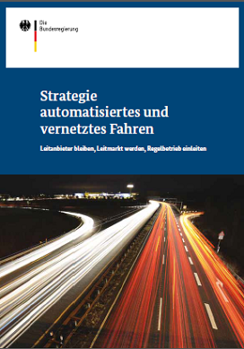 Deckblatt der Broschüre „Strategie automatisiertes und vernetztes Fahren“