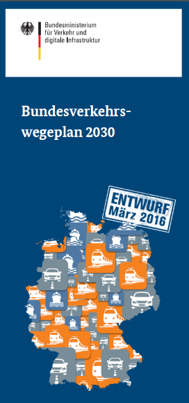 Cover des Flyers „Bundesverkehrswegeplan 2030“
