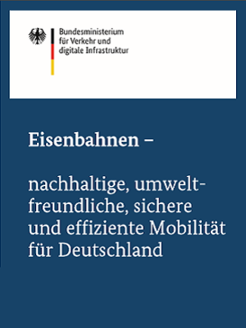 Titelbild der Broschüre „Eisenbahnen – nachhaltige, umweltfreundliche, sichere und effiziente Mobilität für Deutschland“