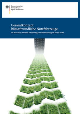 Cover der Broschüre „Gesamtkonzept klimafreundliche Nutzfahrzeuge“
