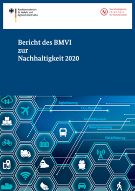 Titelbild der Broschüre „Bericht des BMVI zur Nachhaltigkeit 2020“