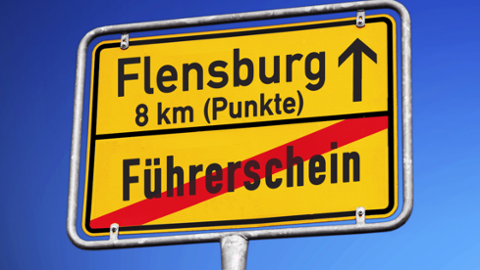 Ortsausgangsschild Flensburg Führerscheinentzug