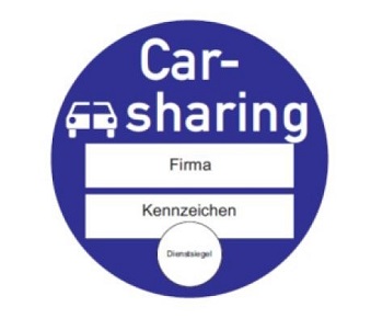Sinnbild Plakette zur Kennzeichnung von Carsharing-Fahrzeugen