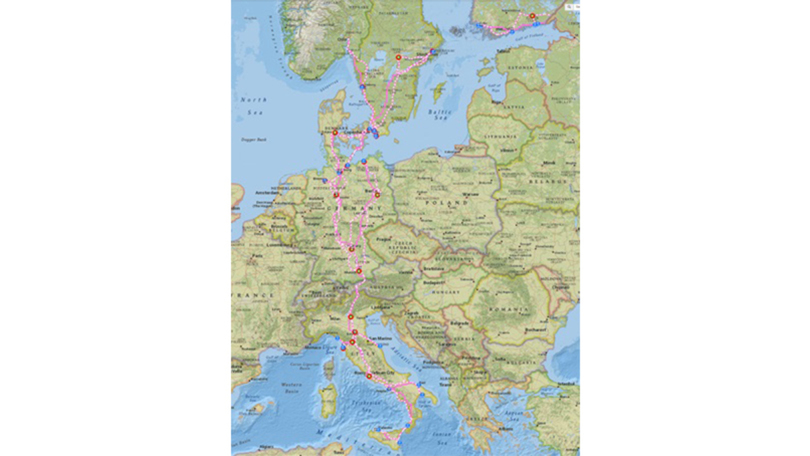 Link to the interactive map Scandinavia-Mediterranean